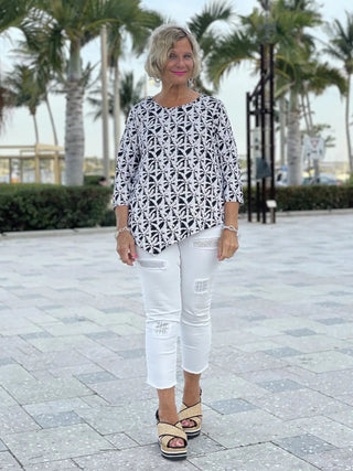 BLACK AND BEIGE ASYMMETRIC TOP - Cathys Place