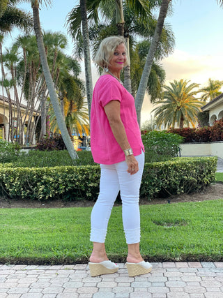 PINK WAFFLE SHORT SLEEVE - Cathys Place