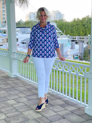 PINEAPPLE VACA RUFFLE TOP LULU-B