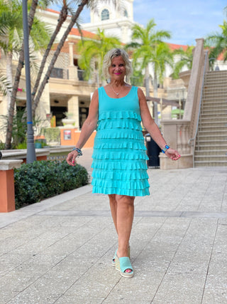 SEAFOAM LAYERED RUFFLE DRESS LULU-B