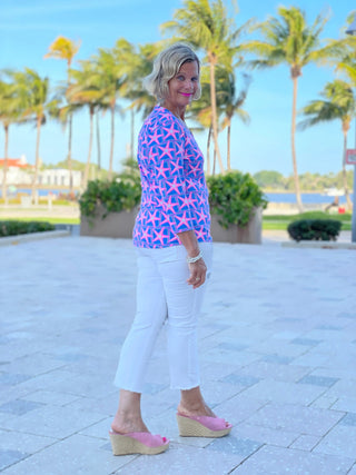 PINK STARFISH BEACH V NECK TOP - Cathys Place