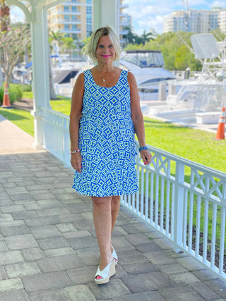 AQUA DIAMONDS LAYERED RUFFLE DRESS LULU-B