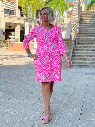 PINK DIAMONDS SLEEVE DRESS LULU-B