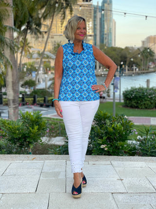 BAHAMA BLUE TURTLE SLEEVELESS RUFFLE LULU-B