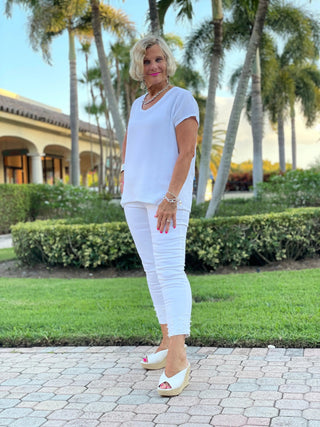 WHITE WAFFLE COTTON SHORT SLEEVE - Cathys Place