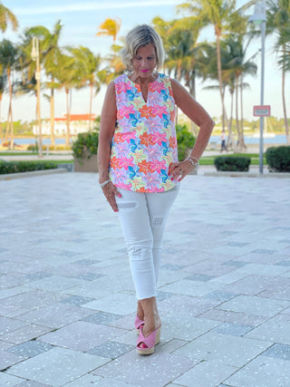 PALM BEACH GARDEN SLEEVELESS TOP - Cathys Place