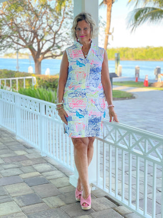 POST CARDS OF LOVE COLLAR DRESS - Cathys Place