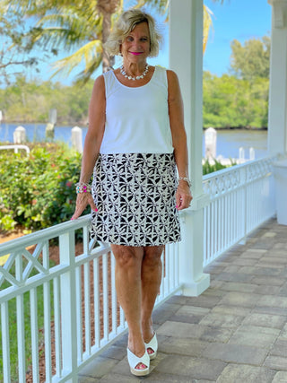 BLACK AND BEIGE PALM SKORT - Cathys Place