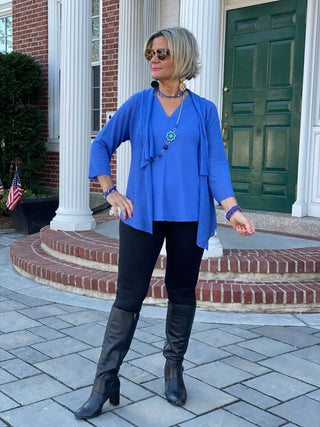 BLUE MESH RUFFLE WRAP LULU-B