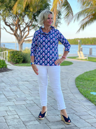 PINEAPPLE VACA RUFFLE TOP LULU-B