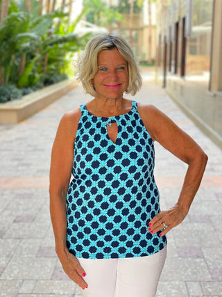 SEASIDE BLUE  KEYHOLE TOP LULU-B