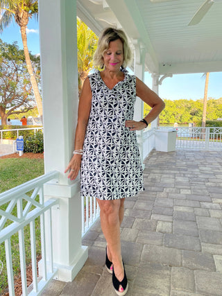 BLACK AND BEIGE RUFFLE DRESS - Cathys Place