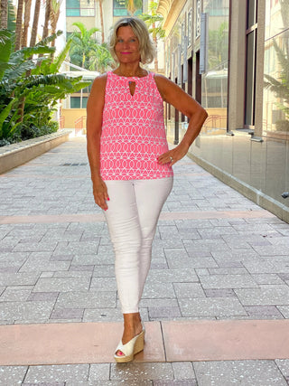 CANDY PINK KEYHOLE TOP LULU-B