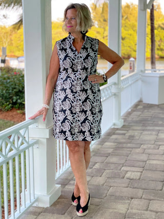 NAUTICAL  LANE COLLAR DRESS - Cathys Place