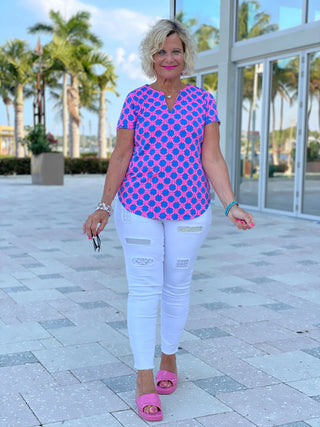 PINK SPADE SHORT SLEEVE TOP - Cathys Place
