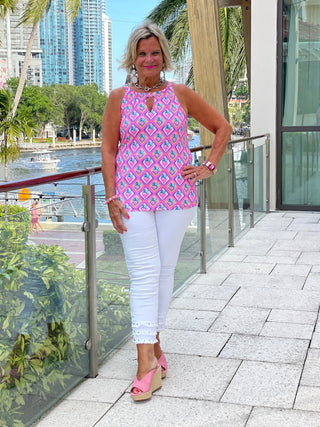 PALM TREE SIESTA KEYHOLE TOP LULU-B