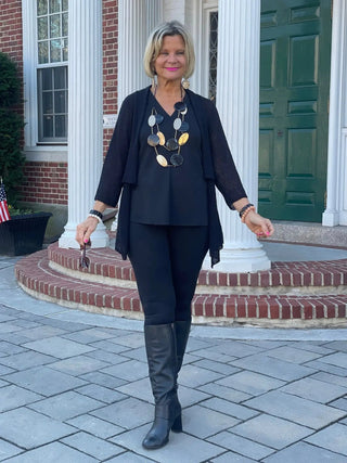 BLACK MESH RUFFLE WRAP LULU-B