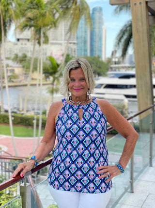 PINEAPPLE VACATION KEYHOLE TOP LULU-B