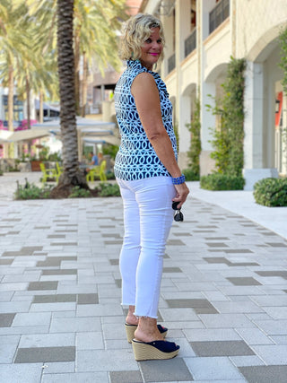 MELINA BLUE SLEEVELESS RUFFLE - Cathys Place