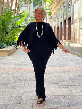 BLACK FRINGE TOP Cathys Place
