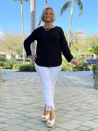 BLACK LONG WAFFLE COTTON - Cathys Place