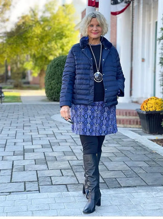 LULU-B PUFFER NAVY FAUX FUR JACKET LULU-B