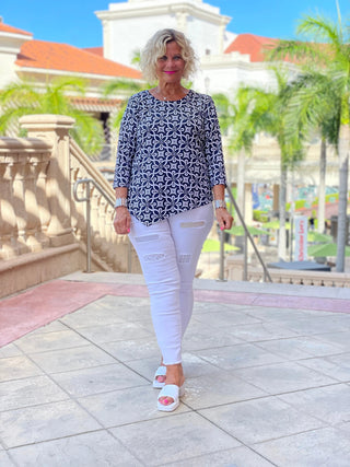BRIGHTEN BLUE ASYMMETRIC TOP - Cathys Place