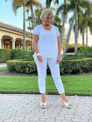 WHITE WAFFLE COTTON SHORT SLEEVE - Cathys Place