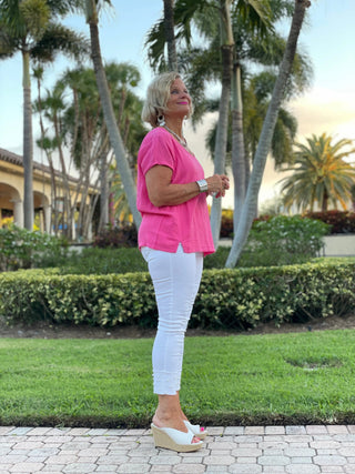 PINK WAFFLE SHORT SLEEVE - Cathys Place