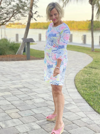 POST CARDS OF LOVE SLEEVE DRESS - Cathys Place