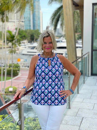 PINEAPPLE VACATION KEYHOLE TOP LULU-B