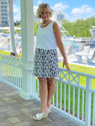 BLACK AND BEIGE PALM SKORT - Cathys Place