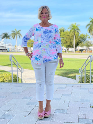 POST CARDS OF LOVE ASYMMETRIC TOP - Cathys Place