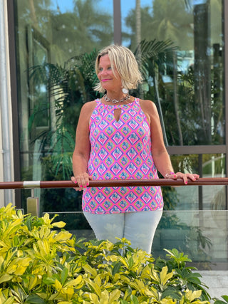 PALM TREE SIESTA KEYHOLE TOP LULU-B