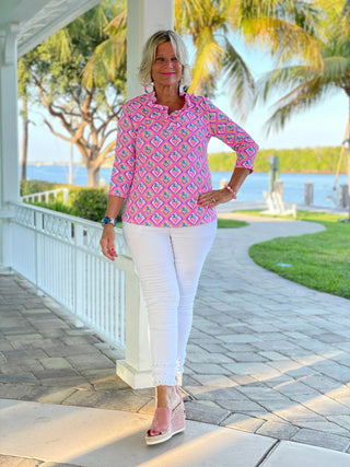 PALM TREE SIESTA RUFFLE TOP LULU-B