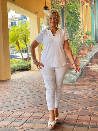 WHITE SHORT SLEEVE TOP LULU-B