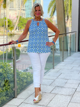 AQUA DIAMONDS KEYHOLE TOP LULU-B