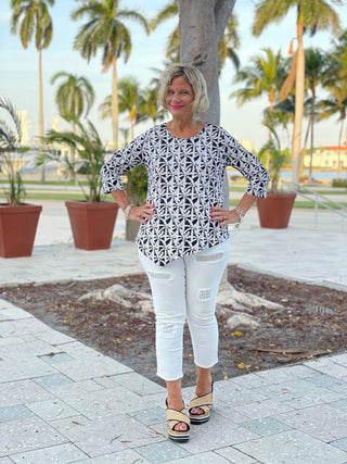 BLACK AND BEIGE ASYMMETRIC TOP - Cathys Place