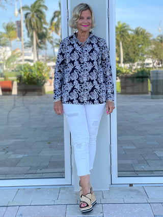 NAUTICAL LANE ZIPPER TOP - Cathys Place