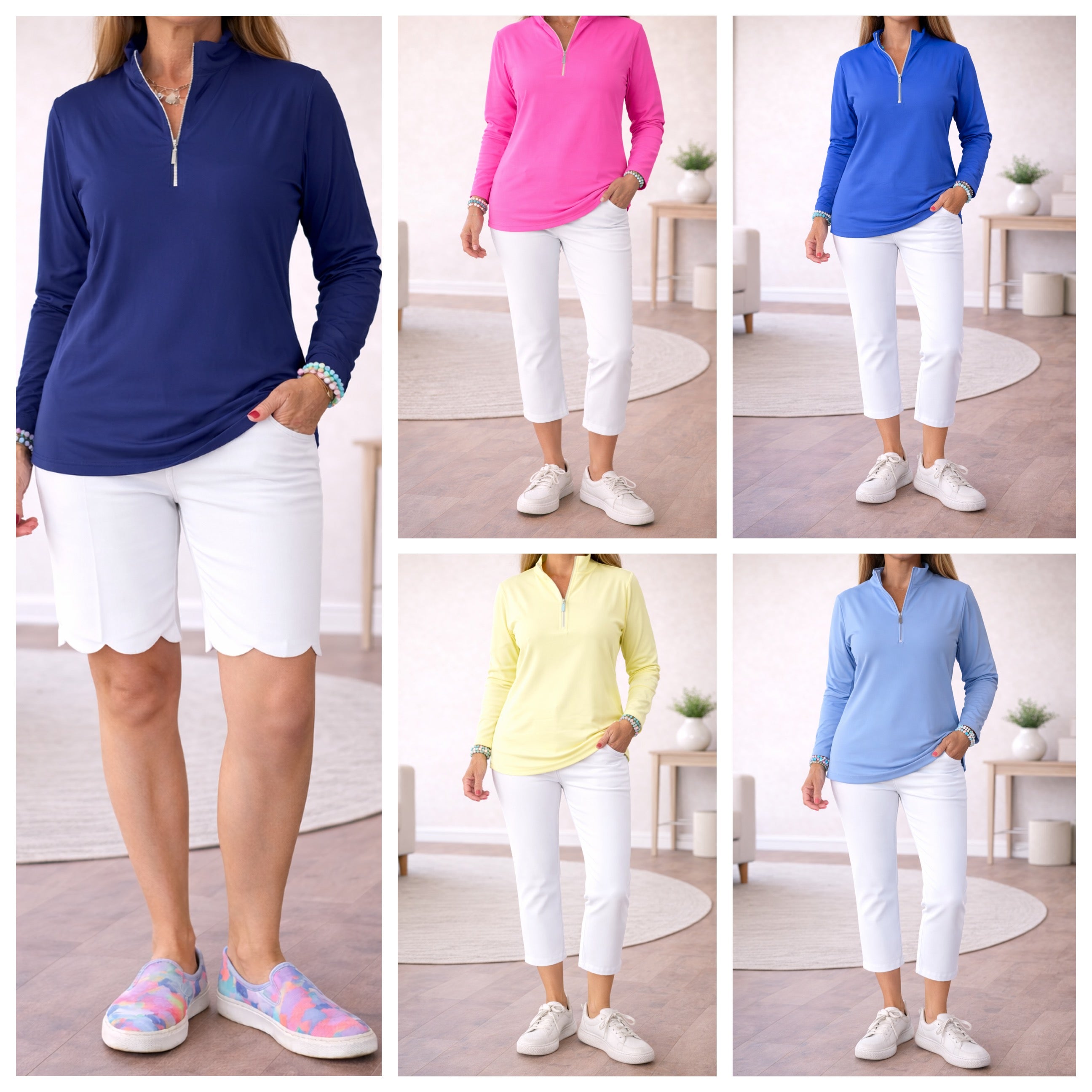 LULU-B SOLID HALF ZIPPER TOPS