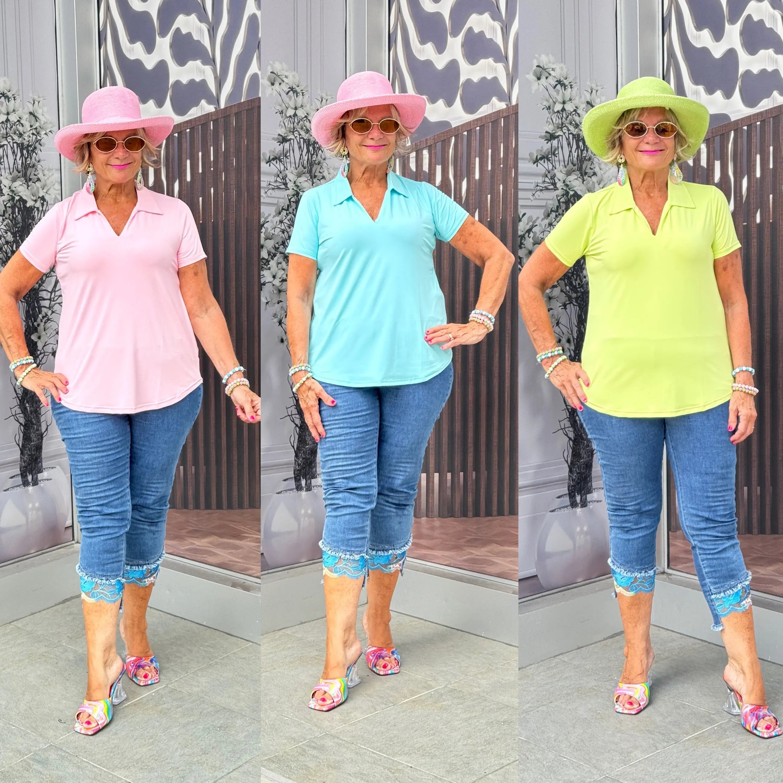 LULU-B SOLID SLEEVE COLLAR TOP