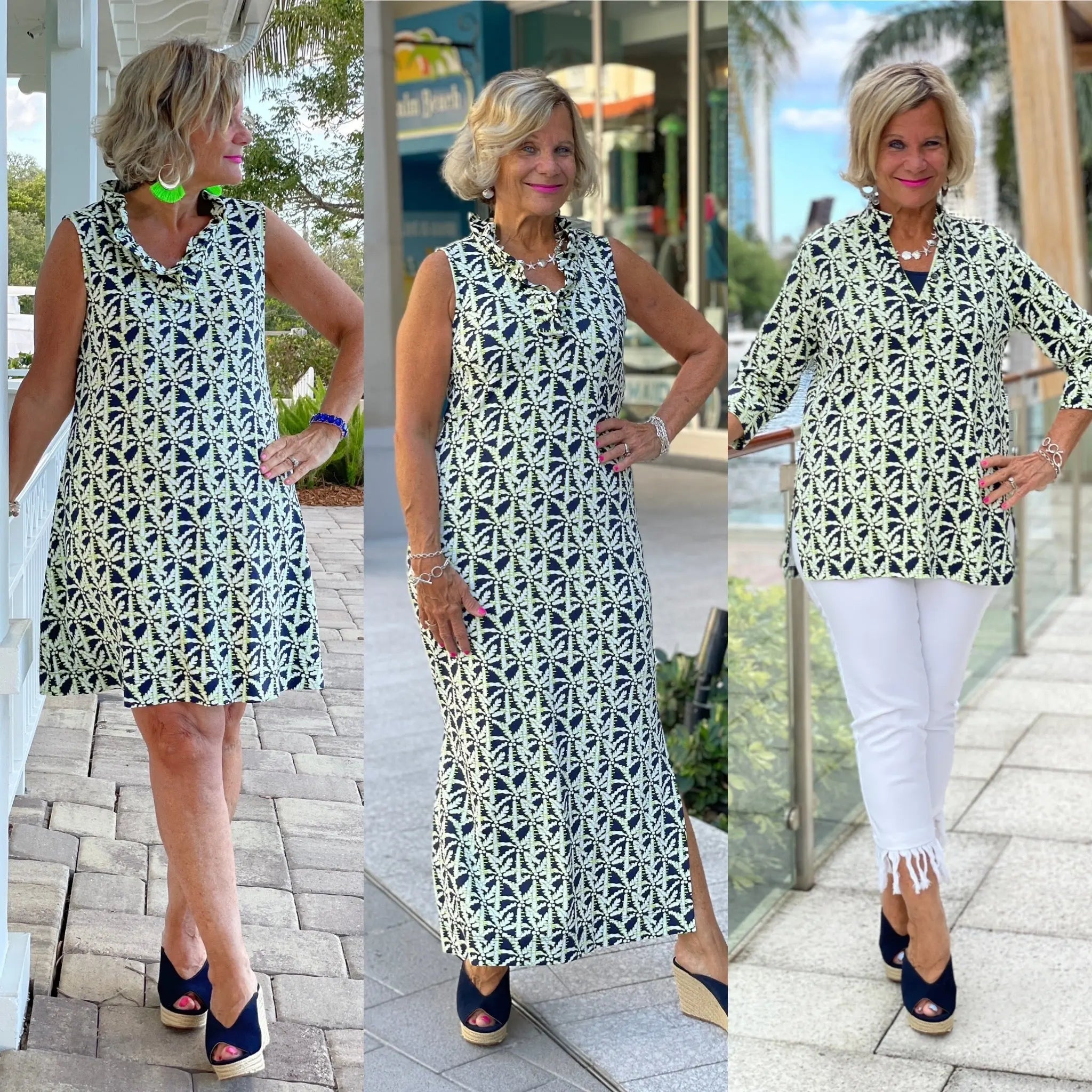 FINAL SALE GREEN AND NAVY PALM COLLECTION