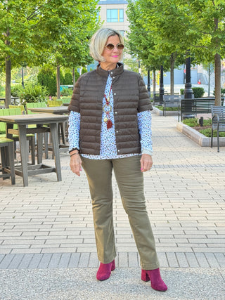 LULU-B OLIVE SHORT   PUFFER VEST