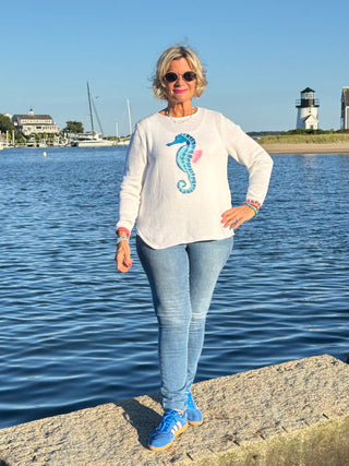 LULU-B WHITE SEAHORSE SWEATER