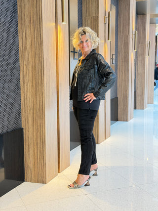 LULU B BLACK METALLIC JACKET - Cathys Place