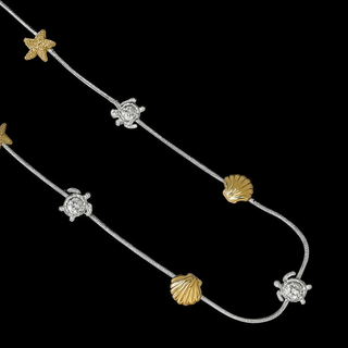Turtle Shell Starfish Sea Theme Charm Statement Necklace