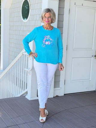 BEACH CLUB AQUA CRAB SWEATER LULU-B