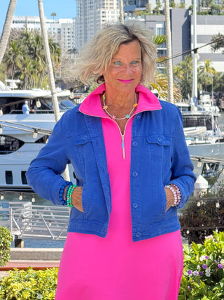 LULU B HOT PINK HALF ZIPPER DRESS LULU-B