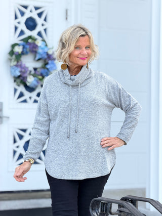 Women's Cozy Cowl Neck Solid Pullover Top FOREST Cathys Place