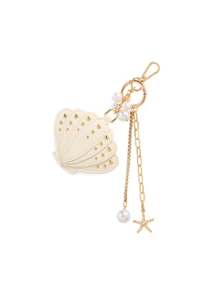 SEASHELL BAG CHARM/KEY RING,IVORY Shiraleah